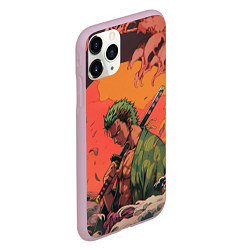 Чехол iPhone 11 Pro матовый Зоро на закате - One Piece, цвет: 3D-розовый — фото 2