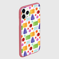 Чехол iPhone 11 Pro матовый Разноцветные фигурки, цвет: 3D-малиновый — фото 2