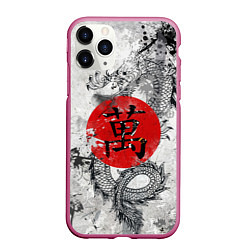 Чехол iPhone 11 Pro матовый Dragon - white grunge