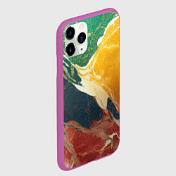 Чехол iPhone 11 Pro матовый Мраморная радуга, цвет: 3D-фиолетовый — фото 2