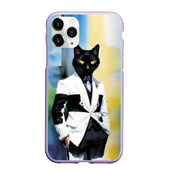 Чехол iPhone 11 Pro матовый Cat fashionista - neural network - pop art, цвет: 3D-светло-сиреневый