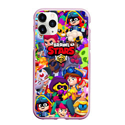 Чехол iPhone 11 Pro матовый Brawl stars all pattern, цвет: 3D-розовый