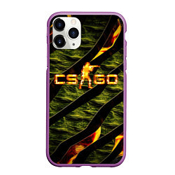 Чехол iPhone 11 Pro матовый CS GO fire, цвет: 3D-фиолетовый