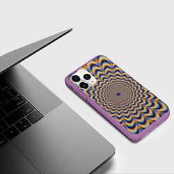 Чехол iPhone 11 Pro матовый Гипнотический рисунок, цвет: 3D-фиолетовый — фото 2