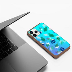 Чехол iPhone 11 Pro матовый Пальмы на голубом градиенте, цвет: 3D-коричневый — фото 2