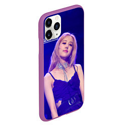 Чехол iPhone 11 Pro матовый Rose Blackpink blue background, цвет: 3D-фиолетовый — фото 2