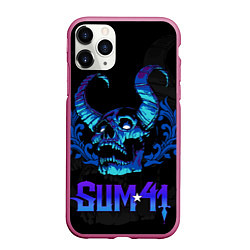 Чехол iPhone 11 Pro матовый Sum41 horns skull, цвет: 3D-малиновый