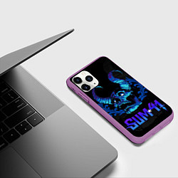 Чехол iPhone 11 Pro матовый Sum41 horns skull, цвет: 3D-фиолетовый — фото 2