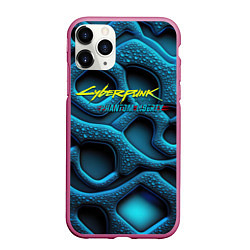 Чехол iPhone 11 Pro матовый Cyberpunk 2077 phantom liberty blue abstract, цвет: 3D-малиновый