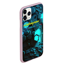 Чехол iPhone 11 Pro матовый Cyberpunk 2077 phantom liberty blue abstract, цвет: 3D-розовый — фото 2