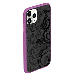 Чехол iPhone 11 Pro матовый Black dragon - grunge, цвет: 3D-фиолетовый — фото 2