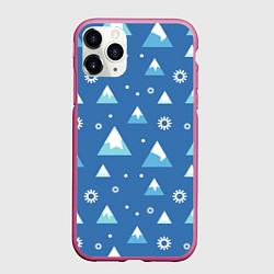 Чехол iPhone 11 Pro матовый Снег в горах, цвет: 3D-малиновый