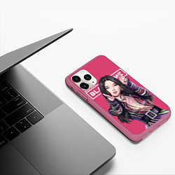 Чехол iPhone 11 Pro матовый Blackpink Jisoo art, цвет: 3D-малиновый — фото 2