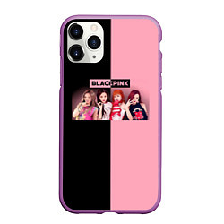 Чехол iPhone 11 Pro матовый Черно-розовый градиент Black Pink, цвет: 3D-фиолетовый