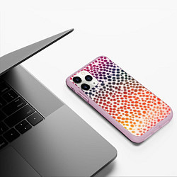 Чехол iPhone 11 Pro матовый Радужные градиентные круги, цвет: 3D-розовый — фото 2