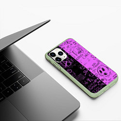 Чехол iPhone 11 Pro матовый Dead inside purple black, цвет: 3D-салатовый — фото 2