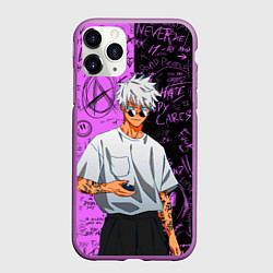 Чехол iPhone 11 Pro матовый Модный Сатору Годжо - Магическая битва, цвет: 3D-фиолетовый