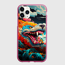 Чехол iPhone 11 Pro матовый Художественный дракон от нейросети, цвет: 3D-малиновый