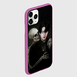 Чехол iPhone 11 Pro матовый Сехун со скелетом, цвет: 3D-фиолетовый — фото 2