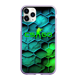 Чехол iPhone 11 Pro матовый CS GO green blue, цвет: 3D-светло-сиреневый