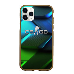 Чехол iPhone 11 Pro матовый CS GO green blue abstract, цвет: 3D-коричневый