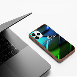 Чехол iPhone 11 Pro матовый CS GO green blue abstract, цвет: 3D-коричневый — фото 2