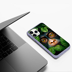 Чехол iPhone 11 Pro матовый Черная обезьянка, цвет: 3D-светло-сиреневый — фото 2