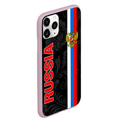 Чехол iPhone 11 Pro матовый Russia black style, цвет: 3D-розовый — фото 2