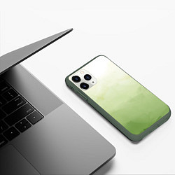 Чехол iPhone 11 Pro матовый Абстрактный лаймовый акварельный фон, цвет: 3D-темно-зеленый — фото 2