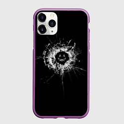 Чехол iPhone 11 Pro матовый Black Mirror - smile, цвет: 3D-фиолетовый