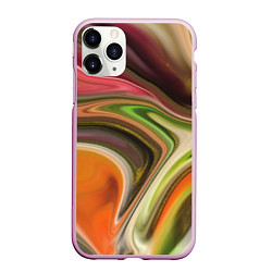 Чехол iPhone 11 Pro матовый Waves colors, цвет: 3D-розовый