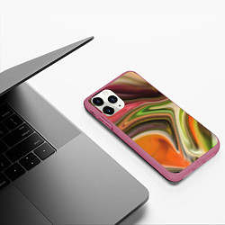 Чехол iPhone 11 Pro матовый Waves colors, цвет: 3D-малиновый — фото 2