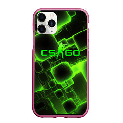 Чехол iPhone 11 Pro матовый CS GO зеленые кислотные плиты, цвет: 3D-малиновый