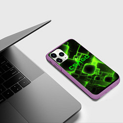 Чехол iPhone 11 Pro матовый CS GO зеленые кислотные плиты, цвет: 3D-фиолетовый — фото 2