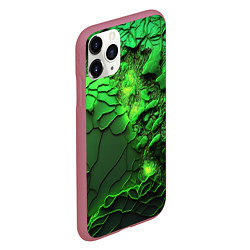 Чехол iPhone 11 Pro матовый Объемная зеленая текстура, цвет: 3D-малиновый — фото 2