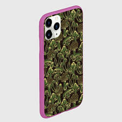 Чехол iPhone 11 Pro матовый Магические грибы - камуфляж, цвет: 3D-фиолетовый — фото 2