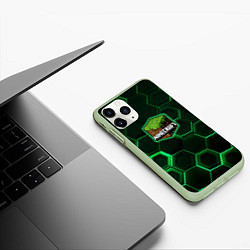 Чехол iPhone 11 Pro матовый Minecraft Logo Плиты, цвет: 3D-салатовый — фото 2