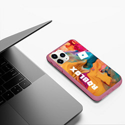 Чехол iPhone 11 Pro матовый Roblox Logo Color, цвет: 3D-малиновый — фото 2