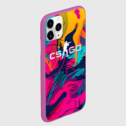 Чехол iPhone 11 Pro матовый Counter Strike Go Logo Color, цвет: 3D-фиолетовый — фото 2