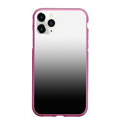 Чехол iPhone 11 Pro матовый Бело-чёрный градиент, цвет: 3D-малиновый