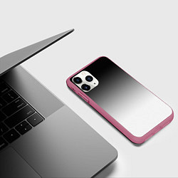 Чехол iPhone 11 Pro матовый Black and white gradient, цвет: 3D-малиновый — фото 2