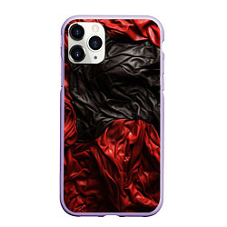 Чехол iPhone 11 Pro матовый Black red texture, цвет: 3D-светло-сиреневый