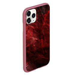 Чехол iPhone 11 Pro матовый Текстура красная кожа, цвет: 3D-малиновый — фото 2