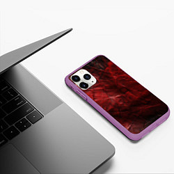 Чехол iPhone 11 Pro матовый Текстура красная кожа, цвет: 3D-фиолетовый — фото 2