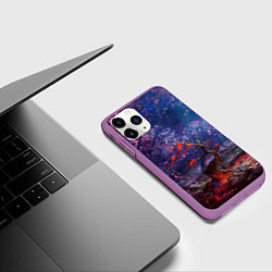 Чехол iPhone 11 Pro матовый Магический лес при луне, цвет: 3D-фиолетовый — фото 2