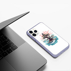 Чехол iPhone 11 Pro матовый Японское дерево и пагода в море, цвет: 3D-светло-сиреневый — фото 2