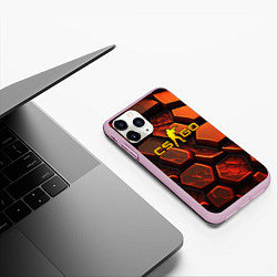 Чехол iPhone 11 Pro матовый CS GO orange logo, цвет: 3D-розовый — фото 2