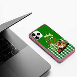 Чехол iPhone 11 Pro матовый Pepe King with pizza, цвет: 3D-малиновый — фото 2