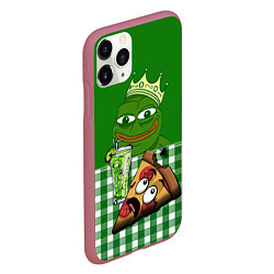 Чехол iPhone 11 Pro матовый Pepe King with pizza, цвет: 3D-малиновый — фото 2