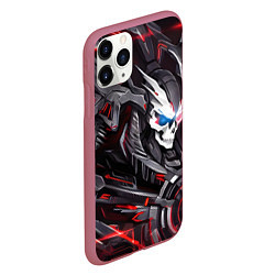 Чехол iPhone 11 Pro матовый Красный улыбающийся кибер череп, цвет: 3D-малиновый — фото 2
